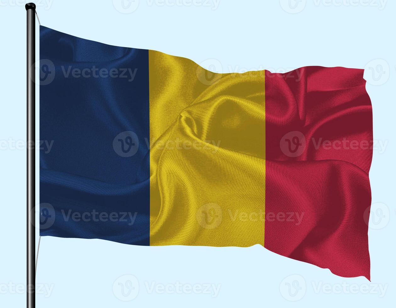 Chad Flag Wind Waving With Pole photo