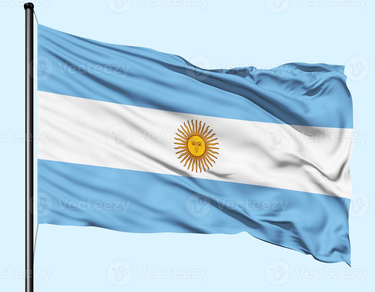 Argentina Flag Wind Waving With Pole photo