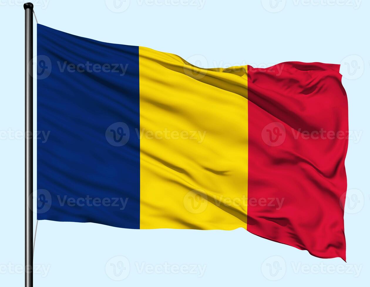 Chad Flag Wind Waving With Pole photo