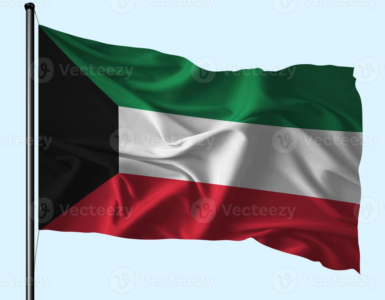 Kuwait Flag Wind Waving With Pole photo