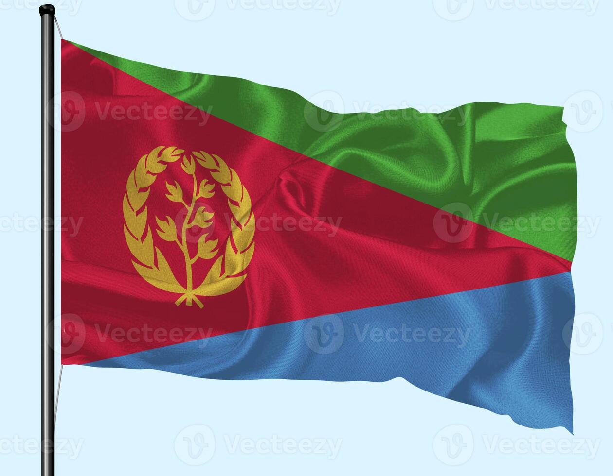 Eritrea Flag Wind Waving With Pole photo