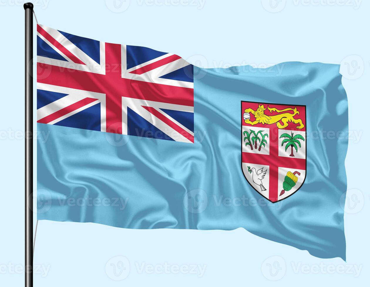 Fiji Flag Wind Waving With Pole photo