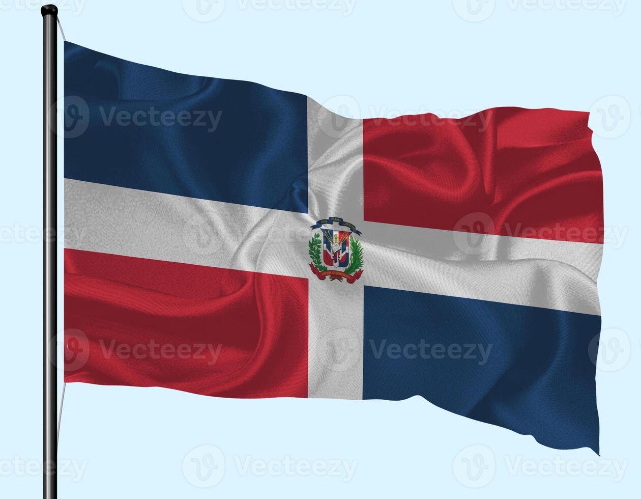 Dominican Republic Flag Wind Waving With Pole photo