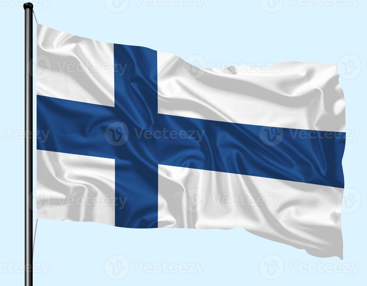 Finland Flag Wind Waving With Pole photo