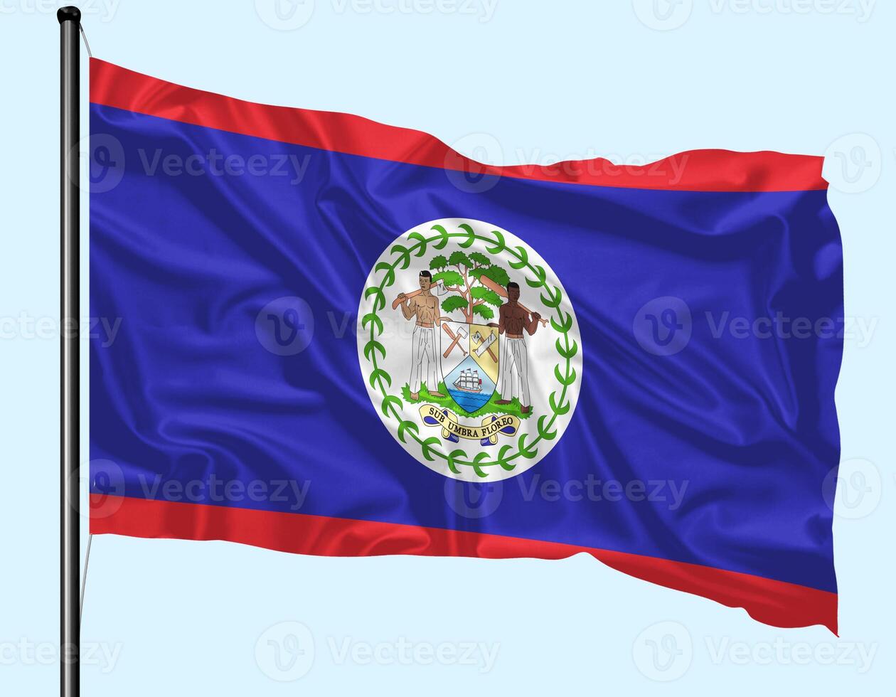 Belize Flag Wind Waving With Pole photo