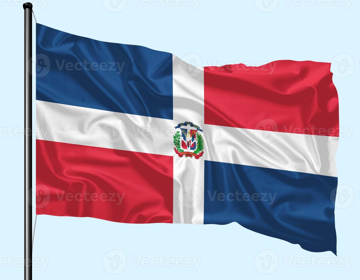 Dominican Republic Flag Wind Waving With Pole photo