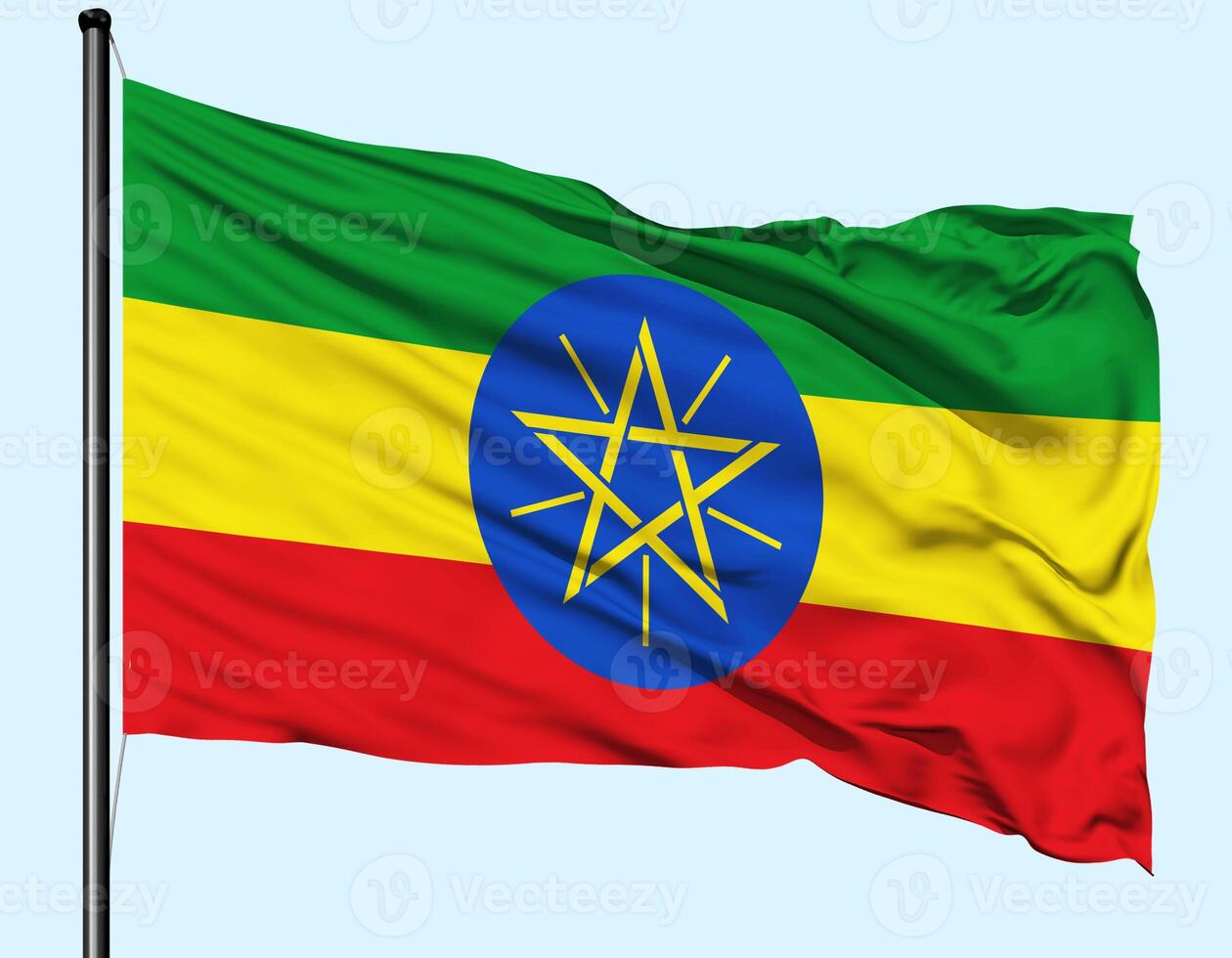 Ethiopia Flag Wind Waving With Pole photo