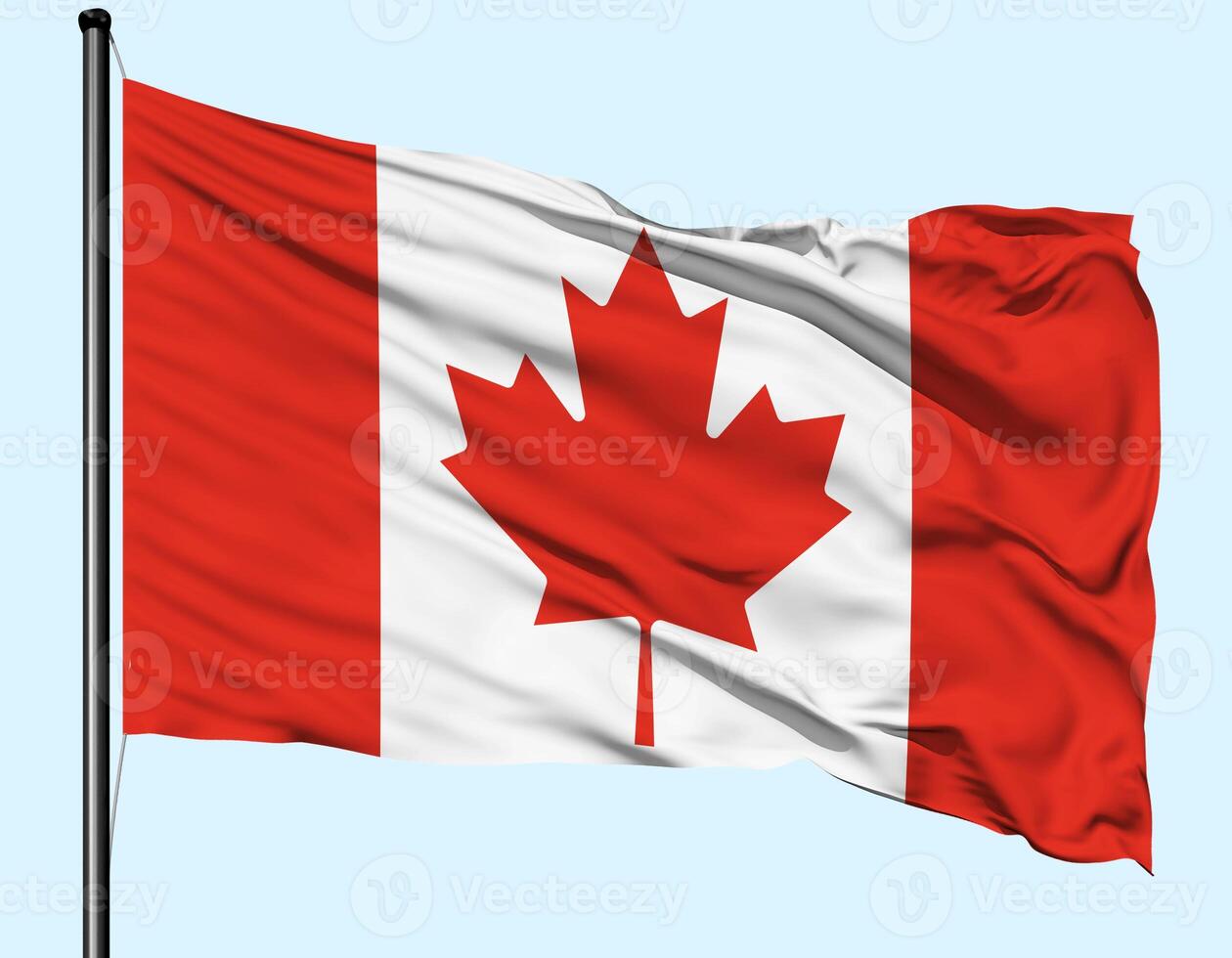 Canada Flag Wind Waving With Pole photo