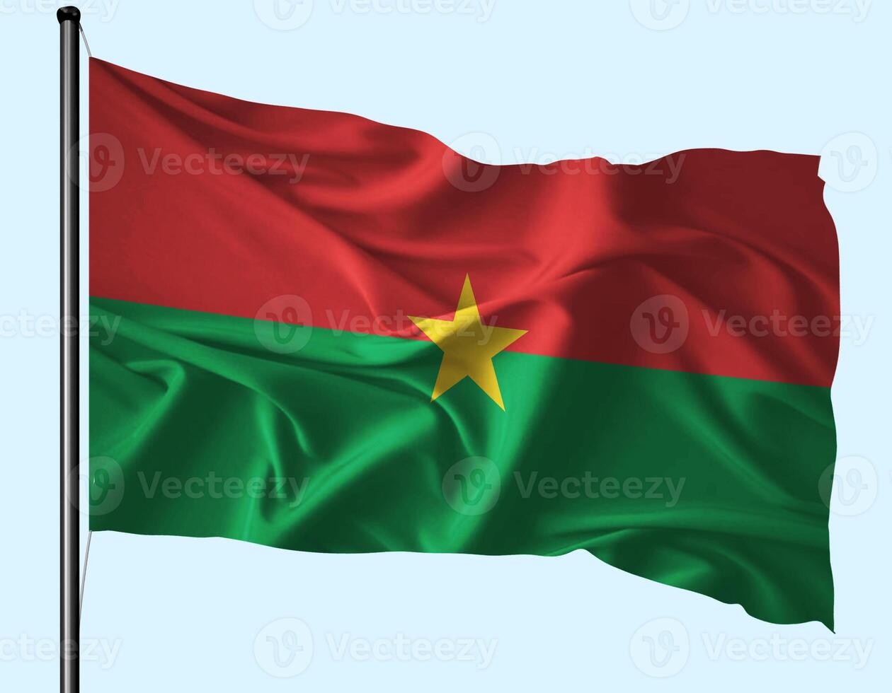 Burkina Faso Flag Wind Waving With Pole photo