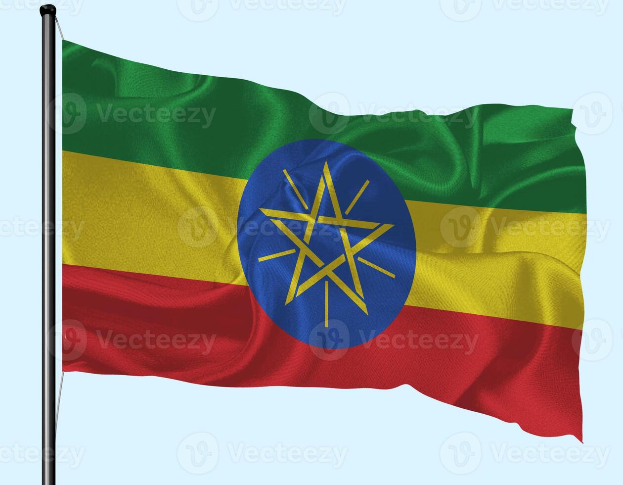 Ethiopia Flag Wind Waving With Pole photo