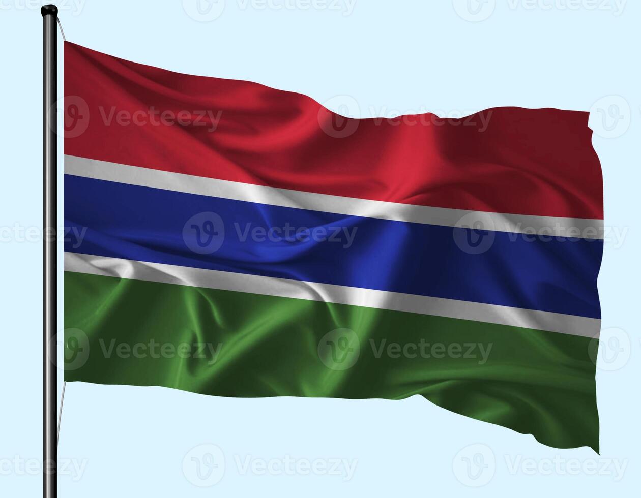 Gambia Flag Wind Waving With Pole photo