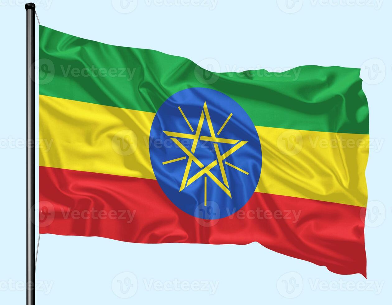 Ethiopia Flag Wind Waving With Pole photo