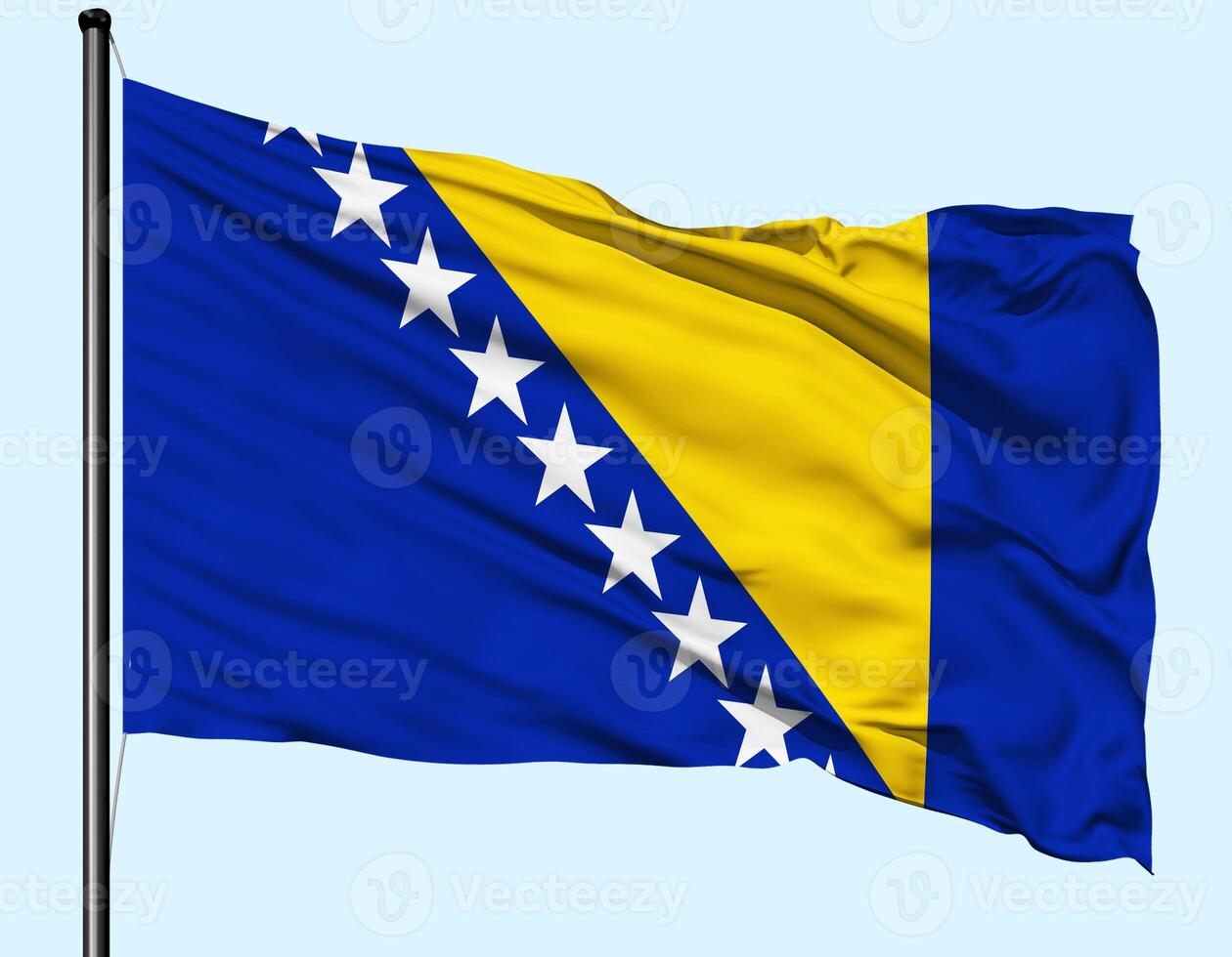 Bosnia and Herzegovina Flag Wind Waving With Pole photo