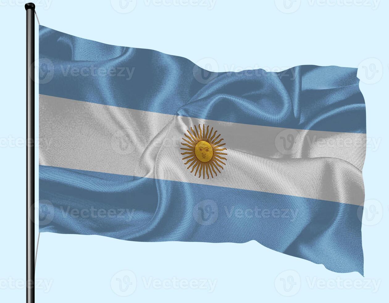 Argentina Flag Wind Waving With Pole photo