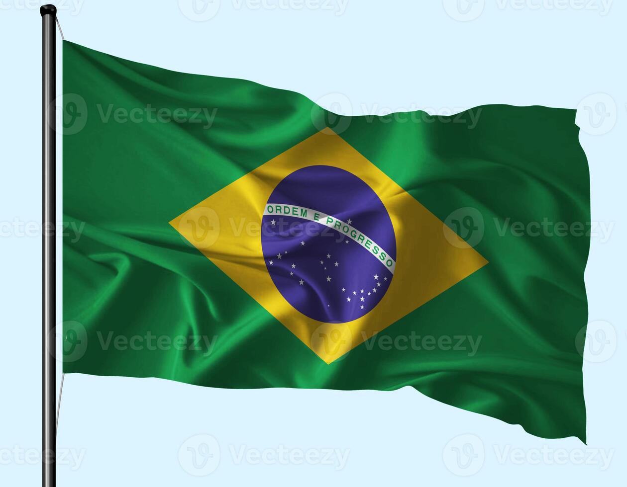 Brazil Flag Wind Waving With Pole photo