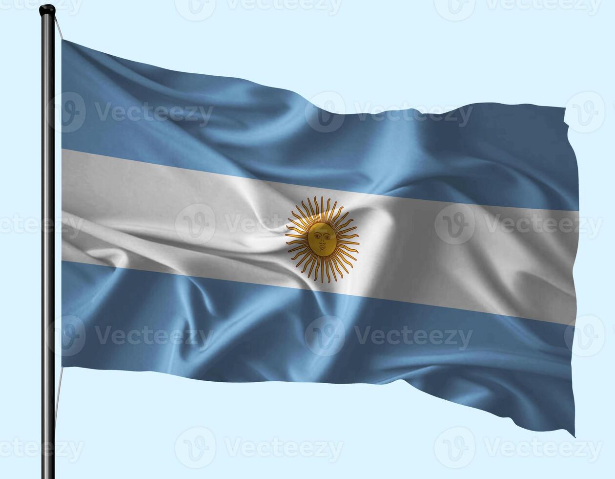 Argentina Flag Wind Waving With Pole photo