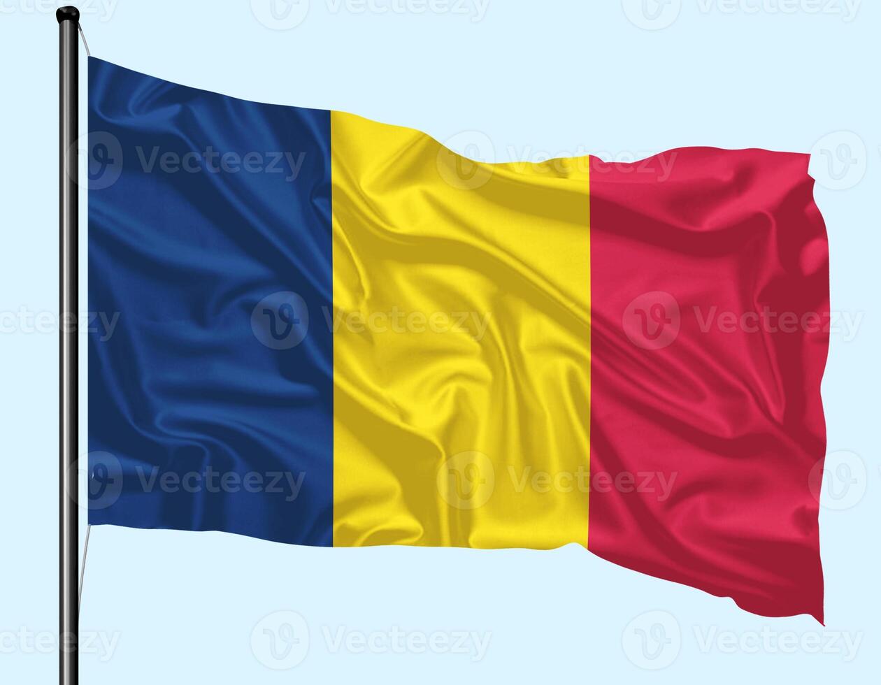 Chad Flag Wind Waving With Pole photo