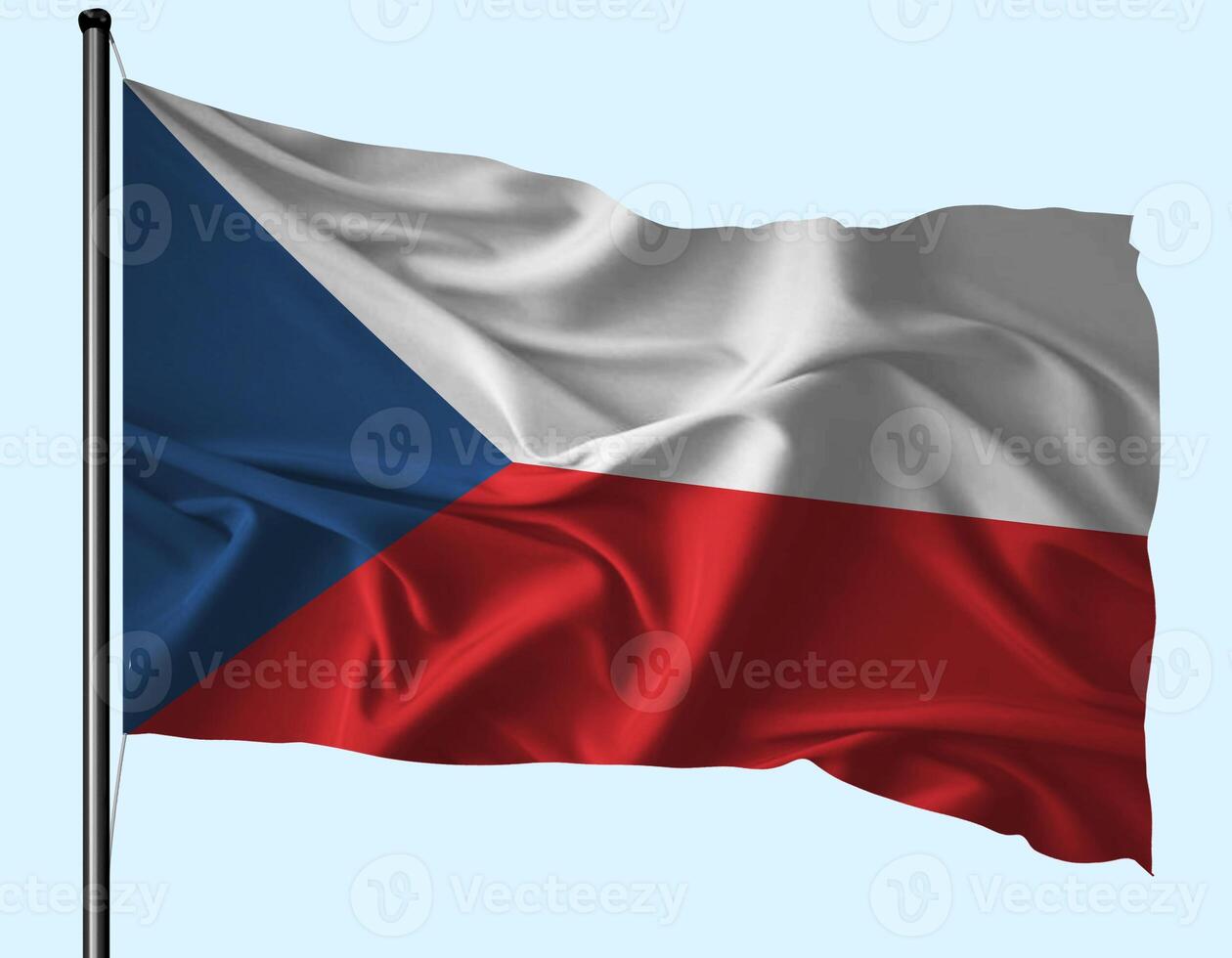 Czech Republic Flag Wind Waving With Pole photo