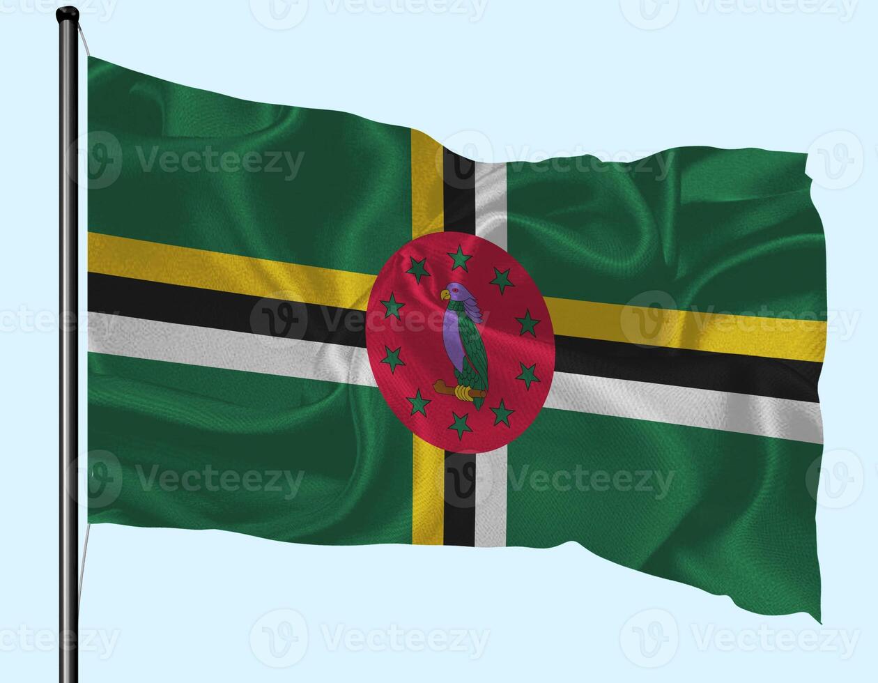 Dominica Flag Wind Waving With Pole photo