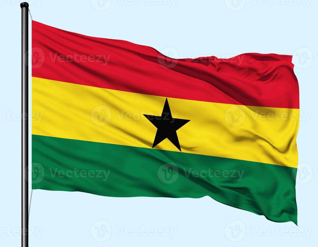 Ghana Flag Wind Waving With Pole photo
