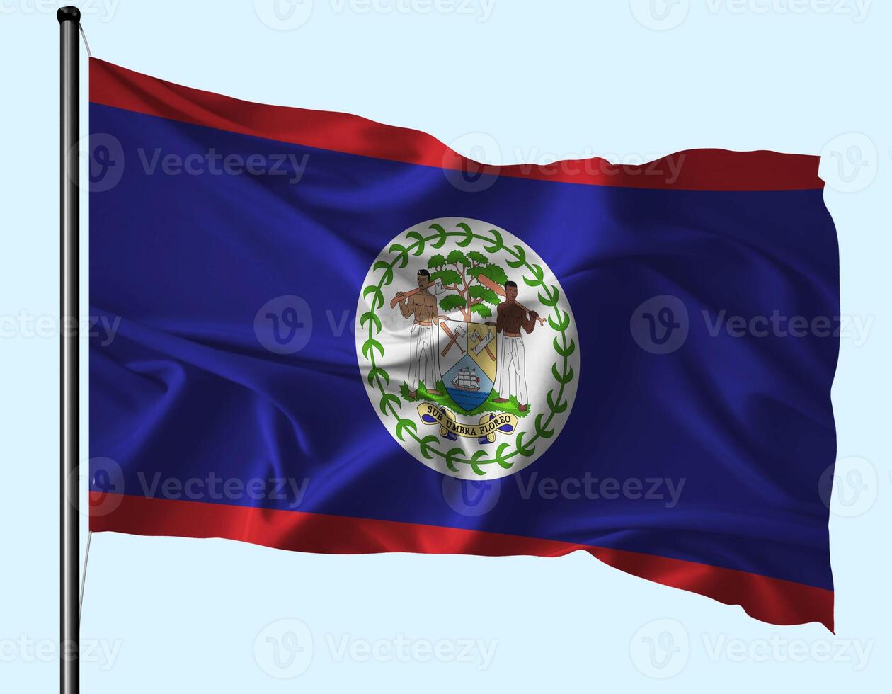 Belize Flag Wind Waving With Pole photo