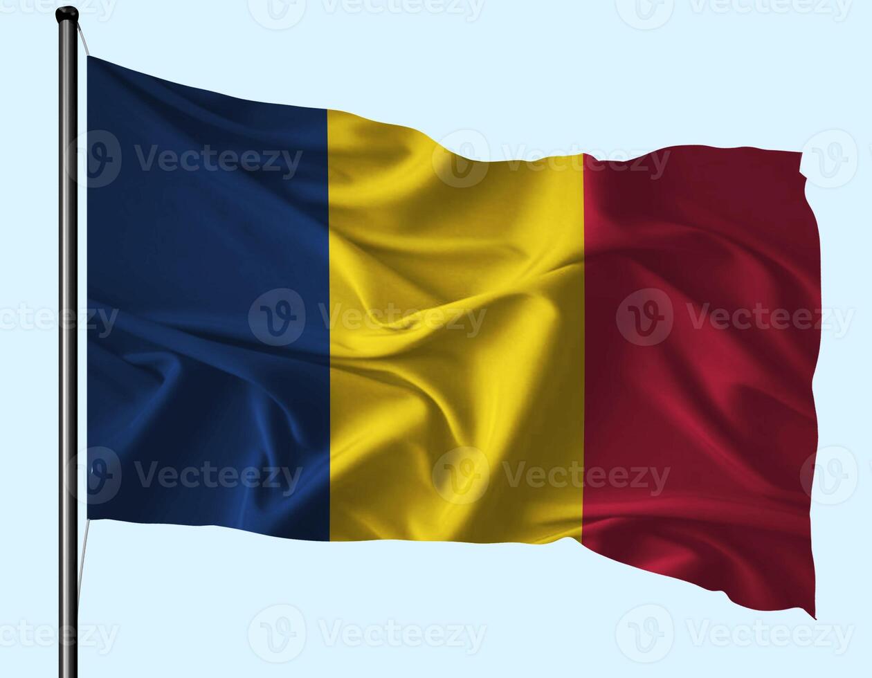 Chad Flag Wind Waving With Pole photo