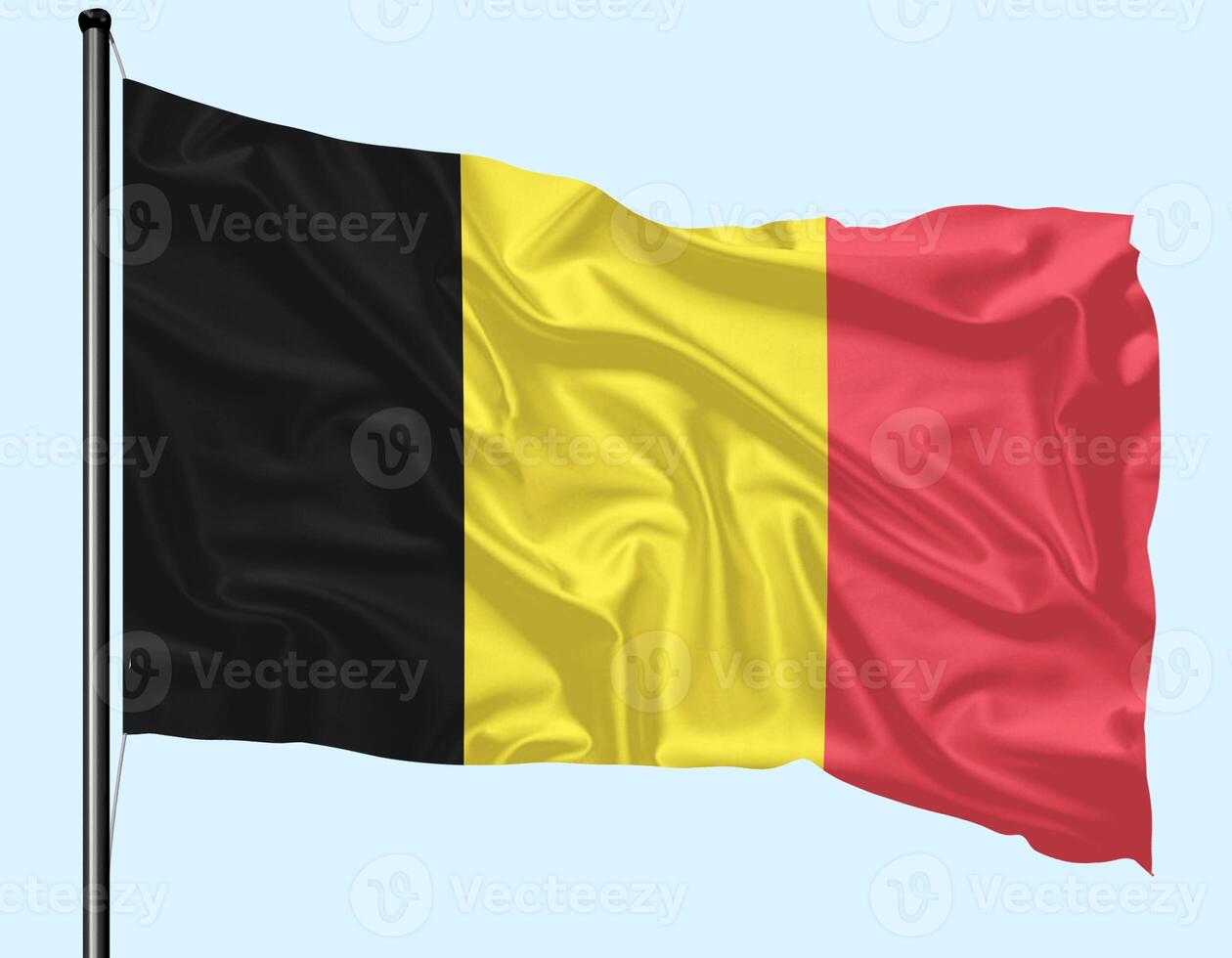 Belgium Flag Wind Waving With Pole photo