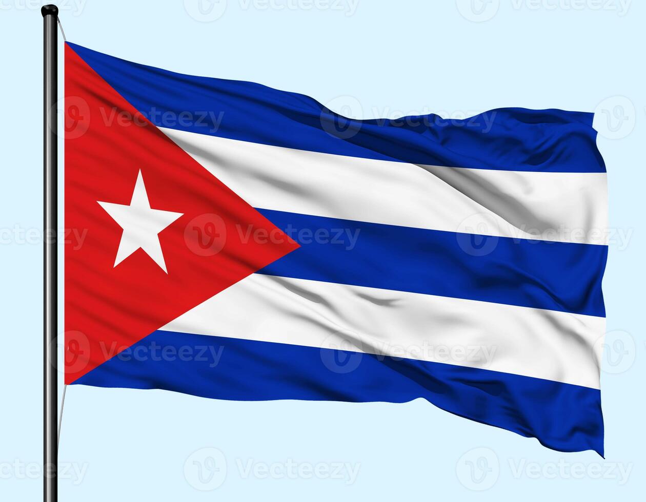 Cuba Flag Wind Waving With Pole photo