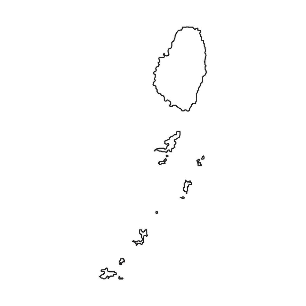 A black and white outline of the island of saint vincent vector