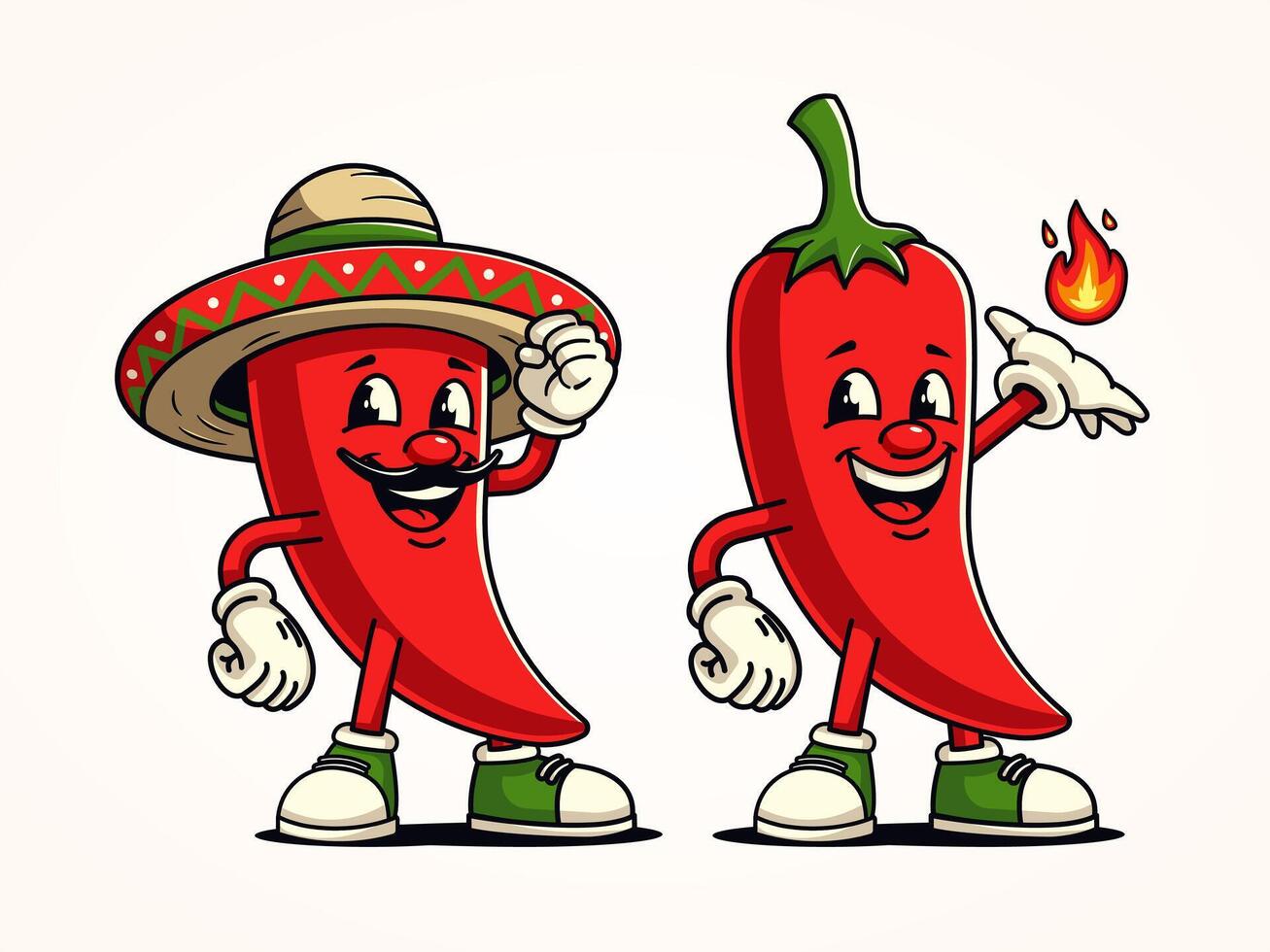 Red chili character cartoon mascot, suitable for diet, food, health and business vector