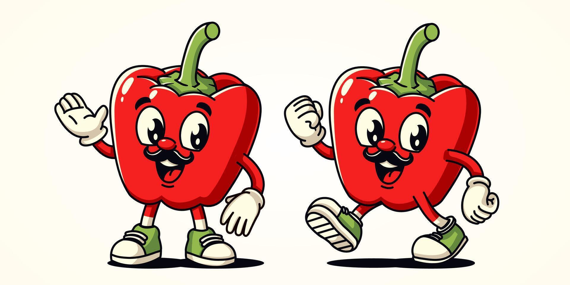 Paprika character cartoon mascot, suitable for diet, food, health and business vector