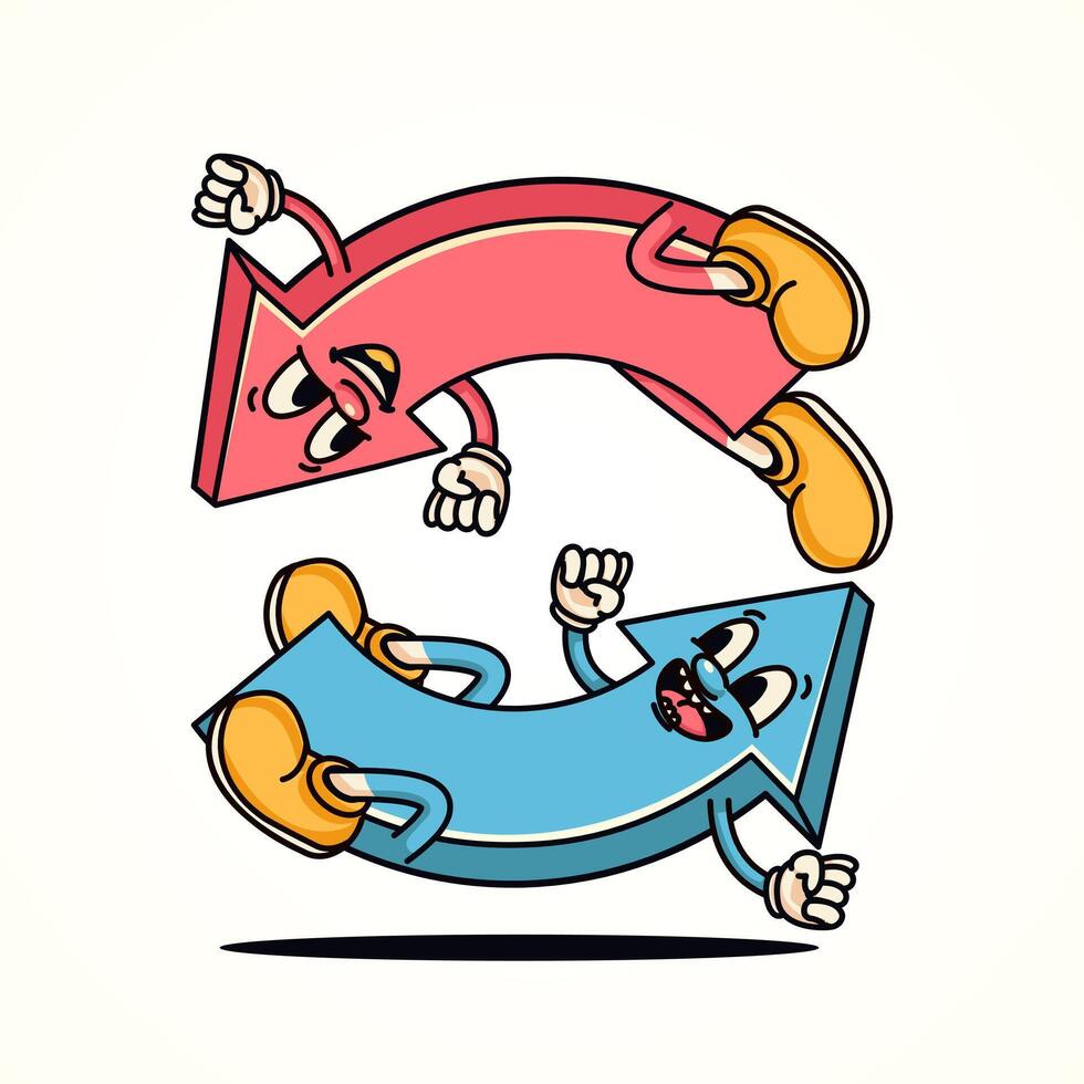 Back arrow cartoon mascot. Suitable for cash back, business, marketing, promotion and design element vector