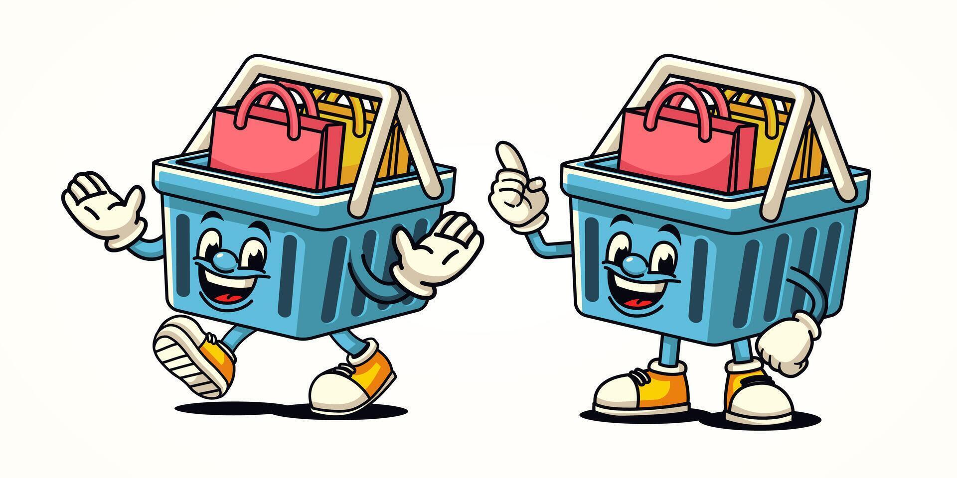 Shopping Basket character cartoon mascot. Suitable for business, marketing, promotion and design elements vector