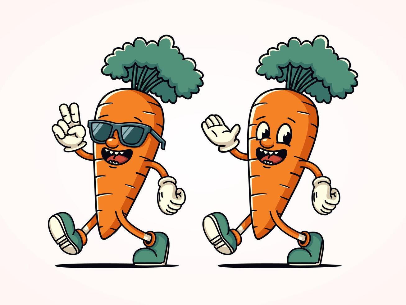 Carrot cartoon mascot, suitable for diet, food, health and business vector