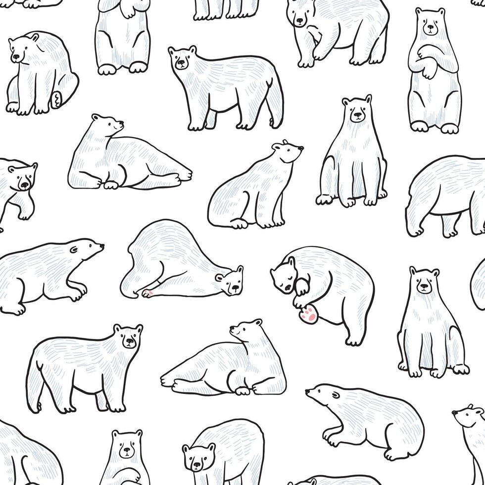 Polar bear seamless pattern illustration vector
