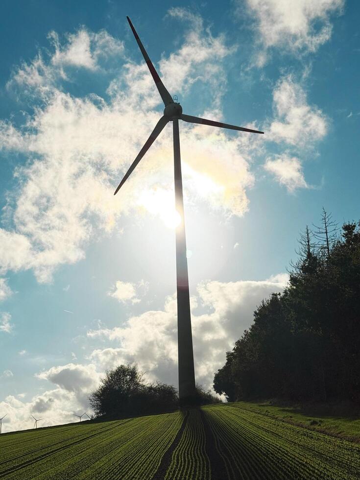 Wind turbines or wind energy converter. Close-up. photo