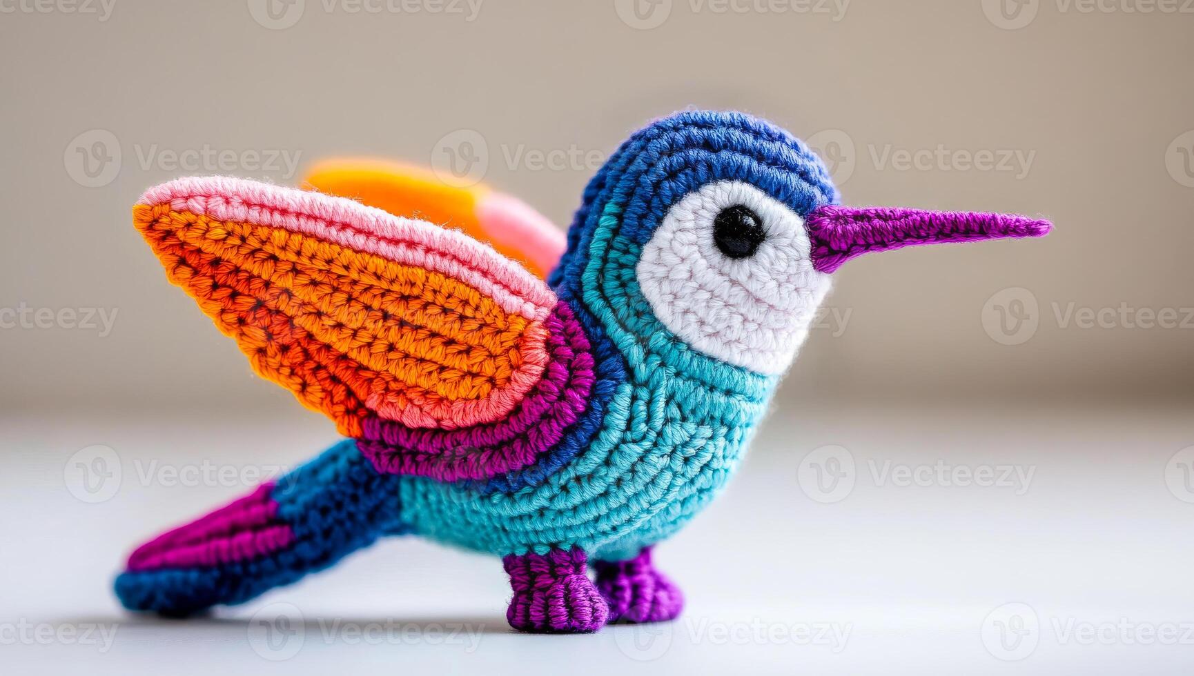 A colorful thread hummingbird figurine highlights intricate craftsmanship, perfect for decoration. photo