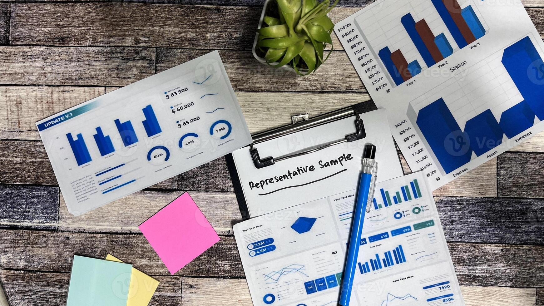 Concept of Representative Sample write on paperwork isolated on Wooden Table. photo