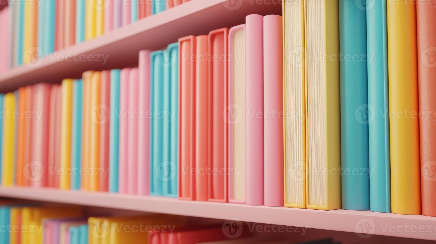 Colorful books on a shelf in a library photo