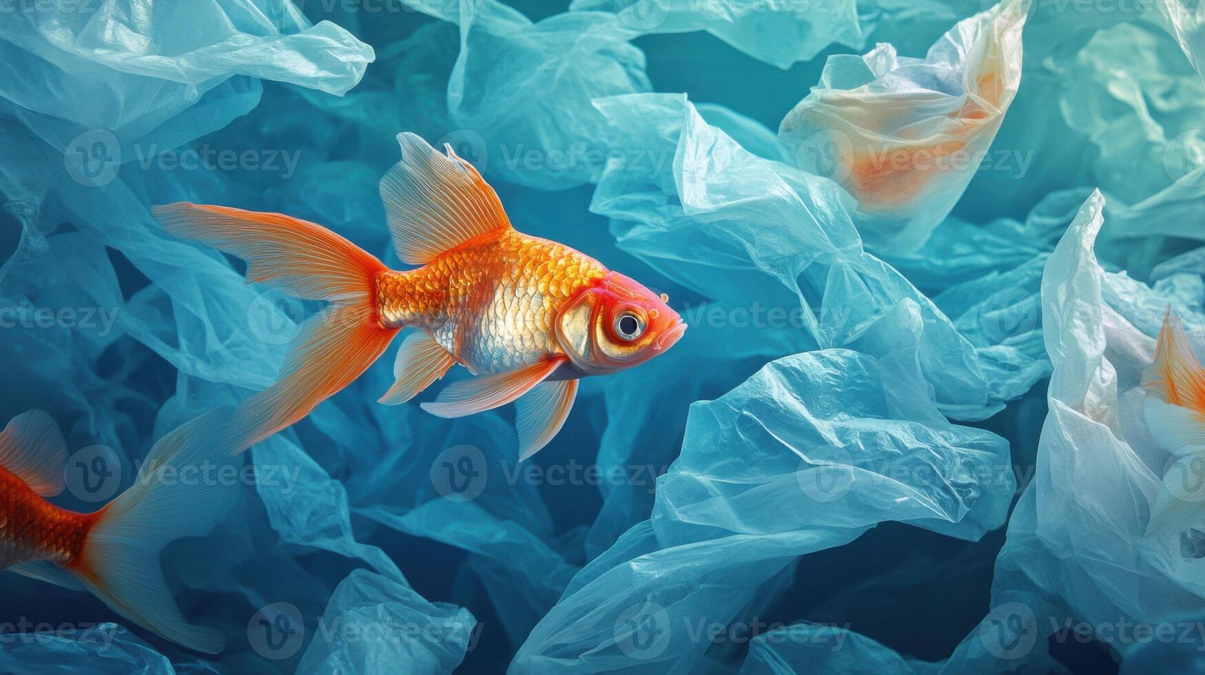 Goldfish in plastic bag photo