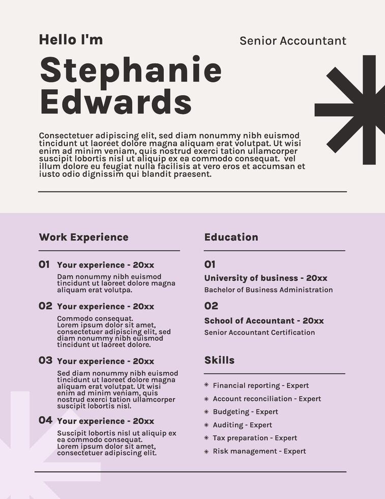 Simple Resume for Senior Accountant Template