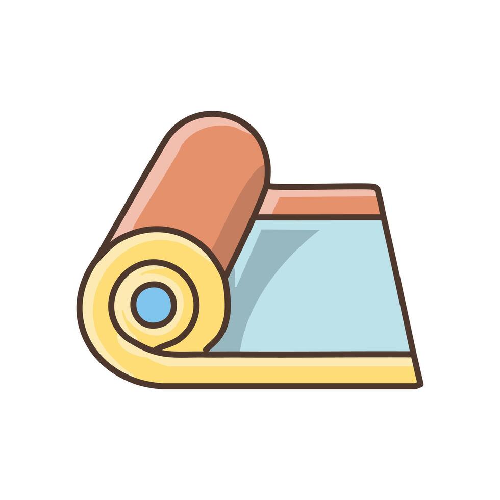 Roll of yoga mat isolated icon. illustration in flat style. vector