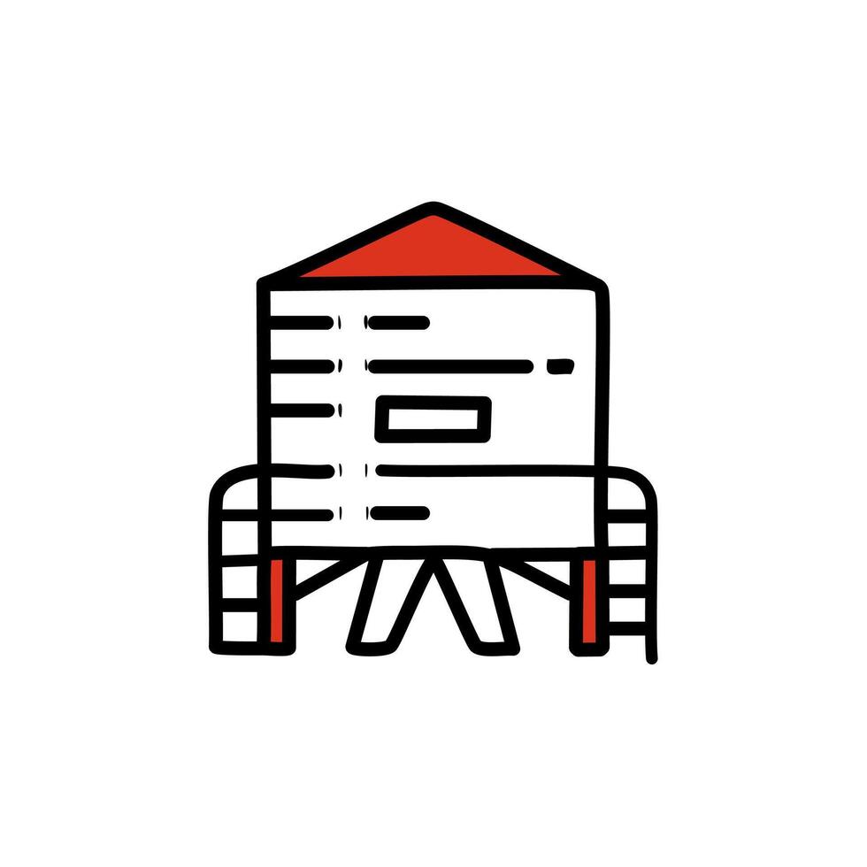 Concrete house color icon on white background. Line style illustration. vector