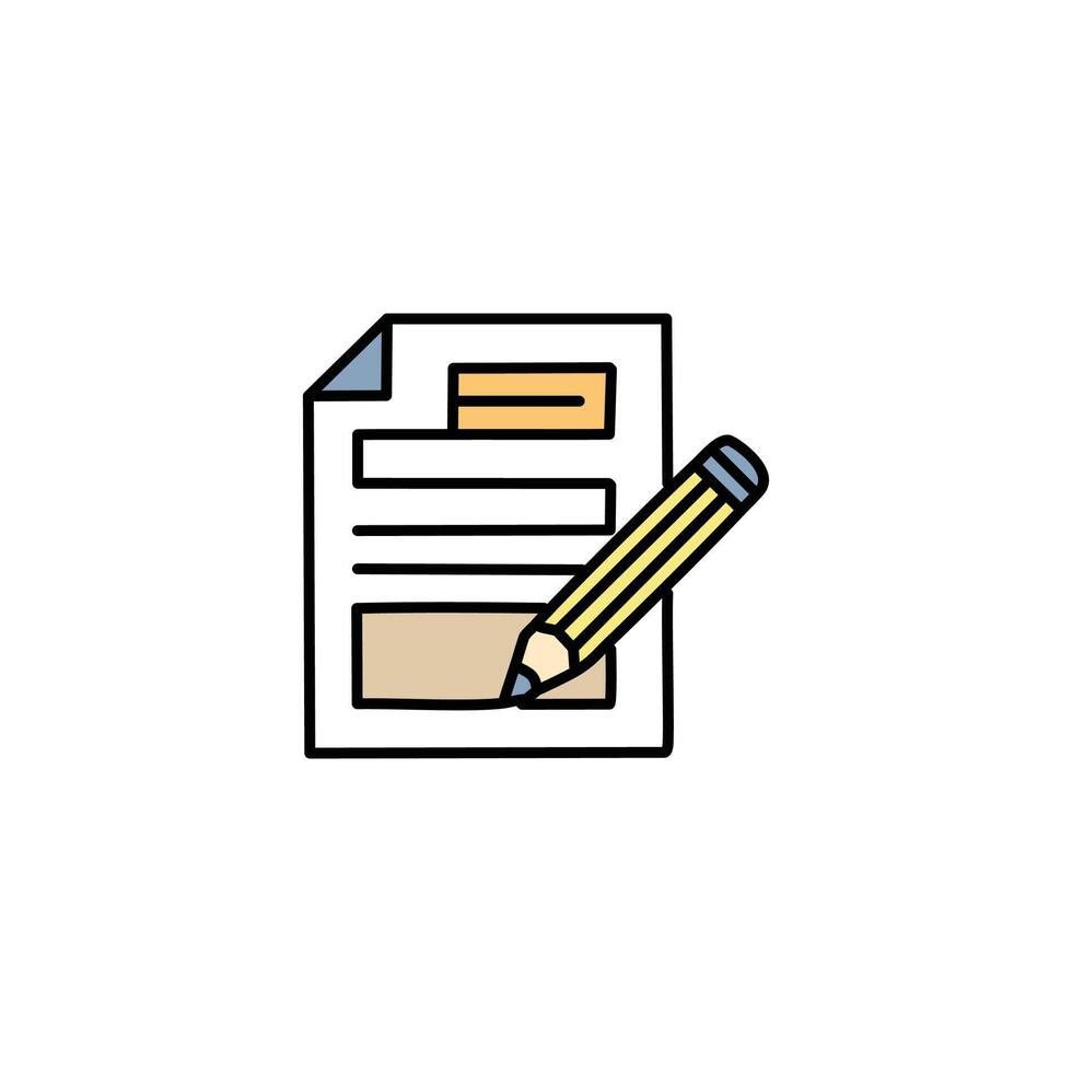 document with pencil fill style icon design, Data archive storage organize business office and information theme illustration vector