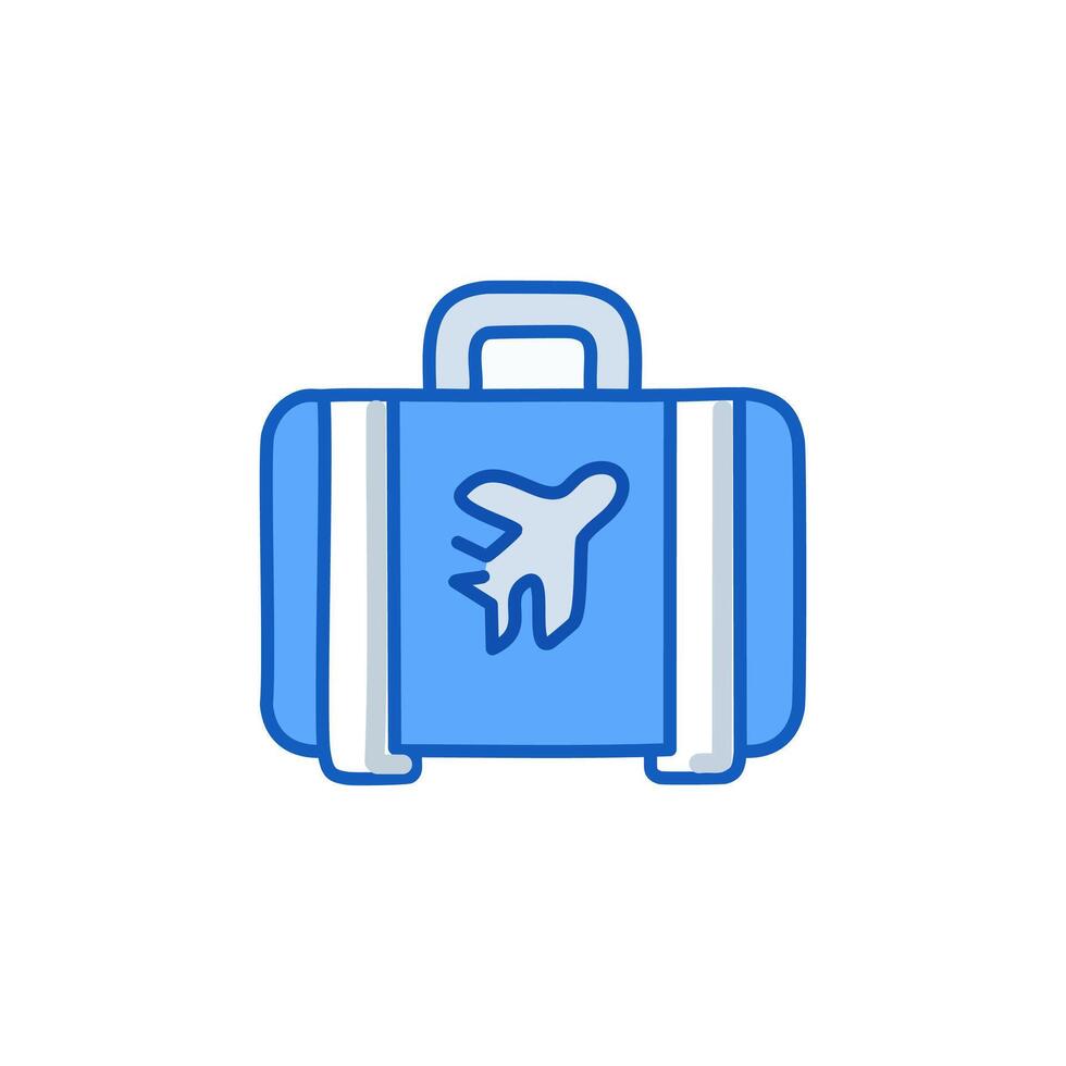 Travel bag line icon. Travel bag linear icon with airplane. vector