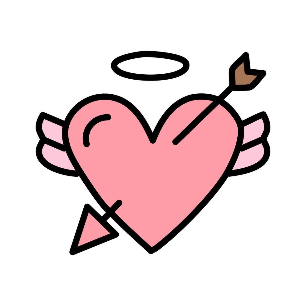 Heart with arrow , love style editable stroke icon. vector
