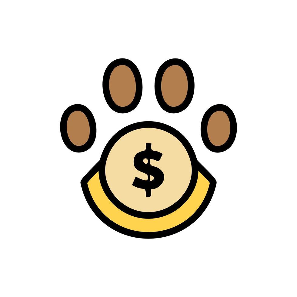 dollar icon sign with pawn print icon. Illustration vector