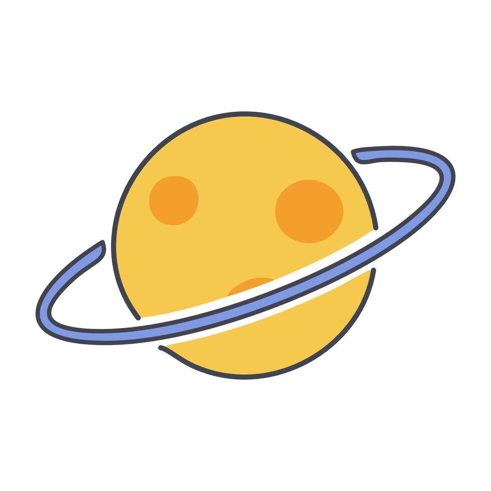 Saturn planet icon. Flat color design. Illustration. vector