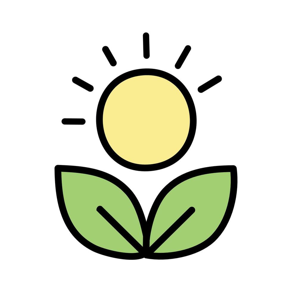 Sun and leaves flat icon. Single high quality outline symbol for web design or mobile app vector