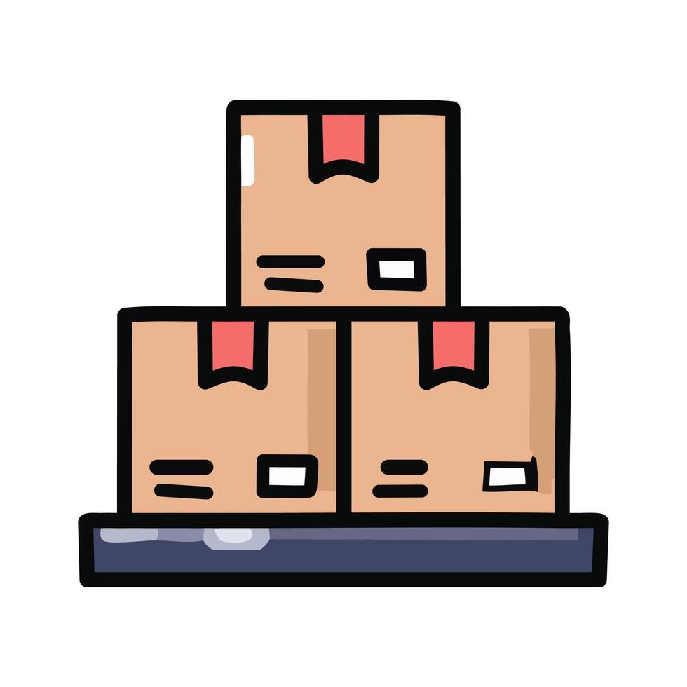 Boxes on pallet illustration, filled design editable outline icon vector